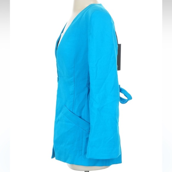 BCBGMAXAZRIA Vibrant Aqua Blue Open Back Women's Blazer Jacket Size 0 XS XXS NWT - Picture 8 of 8